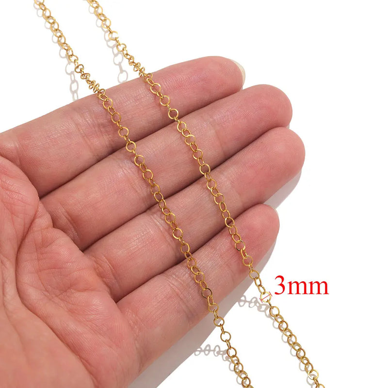 2meters Lips Beads Chain Stainless Steel Cable Chains For Jewelry Making DIY Necklace Bracelet Accessories Gold Chain Findings