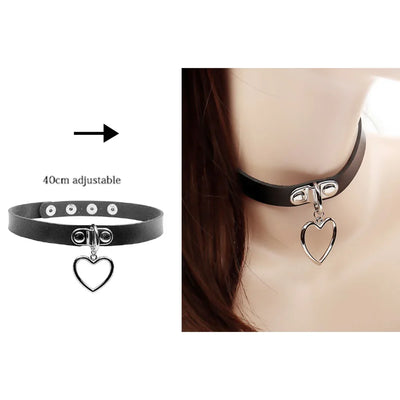 Sexy Trendy Vintage Charm Round Gothic Collar Necklaces Jewelry Gift Gothic Leather Heart Harajuku Women Punk Choker Necklace