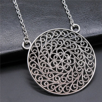 Bohemia Creative Party Jewelry Accessories Gift Mandala Pattern Pendant Necklace For Women Long Chain Necklace