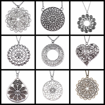 Bohemia Creative Party Jewelry Accessories Gift Mandala Pattern Pendant Necklace For Women Long Chain Necklace