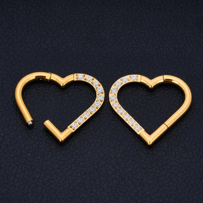 G23 Titanium Piercing Heart Nose Ring For Women ASTM F136 Lip ring16G Earrings D Shape Segment Ring Clicke Cartilage BodyJewelry