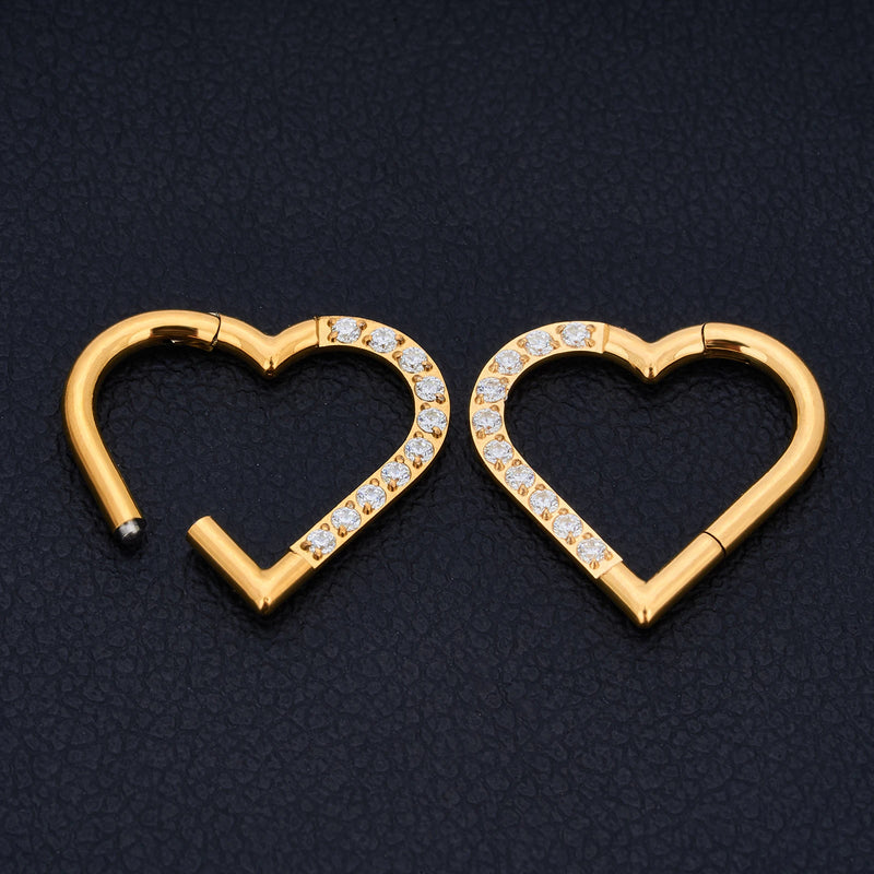 G23 Titanium Piercing Heart Nose Ring For Women ASTM F136 Lip ring16G Earrings D Shape Segment Ring Clicke Cartilage BodyJewelry