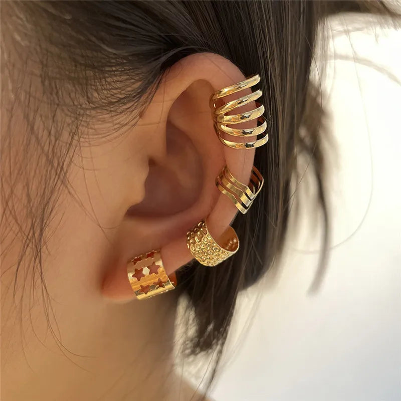 KOTiK 2024 Fashion Ear Cuffs Without Piercing Ear Clip Earrings Non-Piercing Fake Cartilage Earrings For Women Jewelry Gifts