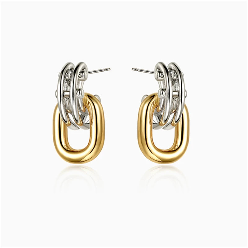 kshmir 2022 temperament two-color metal stitching fashion women earrings earrings women Jewelry Accessories Gifts