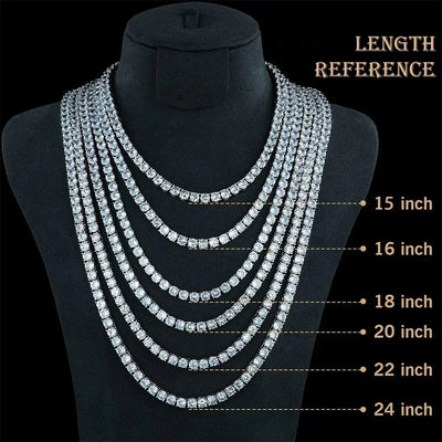 FEOBUR 3/4/5mm Real Moissanite Tennis Necklace for Women Men S925 Silver Full Diamond Neck Chains Party Trendy Jewelry Gift