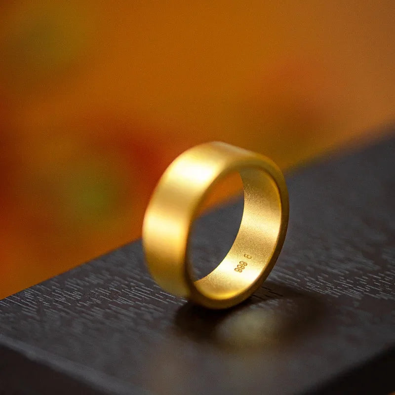 9999 real gold 24K yellow gold Ancient Law Inheritance Ring Safe and Safe Lovers Su Circle Ring