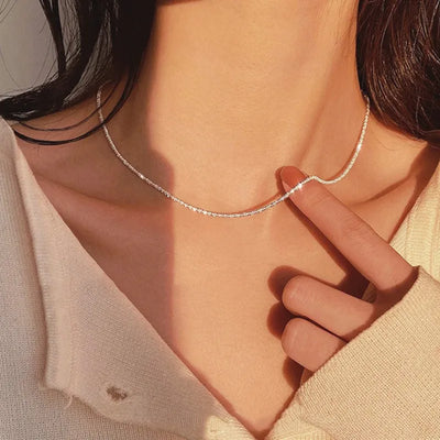 2023 New Popular Silver Colour Sparkling Clavicle Chain Choker Necklace For Women Fine Jewelry Wedding Party Gift