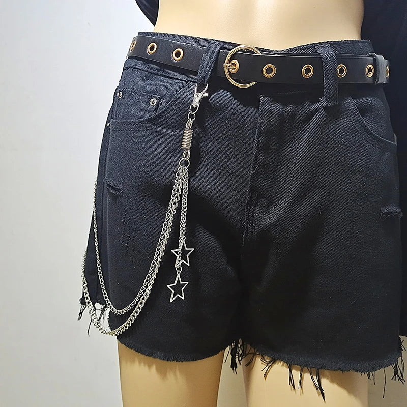 Punk Steet Keychains Chain Women Men Moon Star Rivets Skull Accessories Choice Rock Goth Pants Waist Belt Chain On Jeans Jewerly