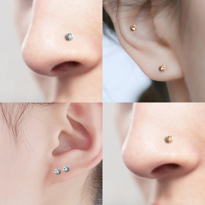 2-12Pcs Simple Stainless Steel Magnetic Nose Stud Earrings, 3mm Non-Pierced Body Jewelry For Male and female