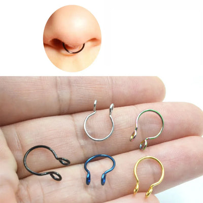 2 Sizes U Shaped Fake Nose Ring Hoop Septum Rings Stainless Steel Nose Piercing Fake Piercing Oreja Pircing Jewelry