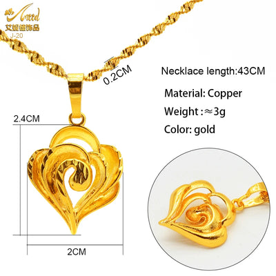 ANIID Dubai Golden Necklace Nigerian Bridal Wedding Fashion Hollow Flower Chain Pendant Indian Arab Kids Jewellery For Girls