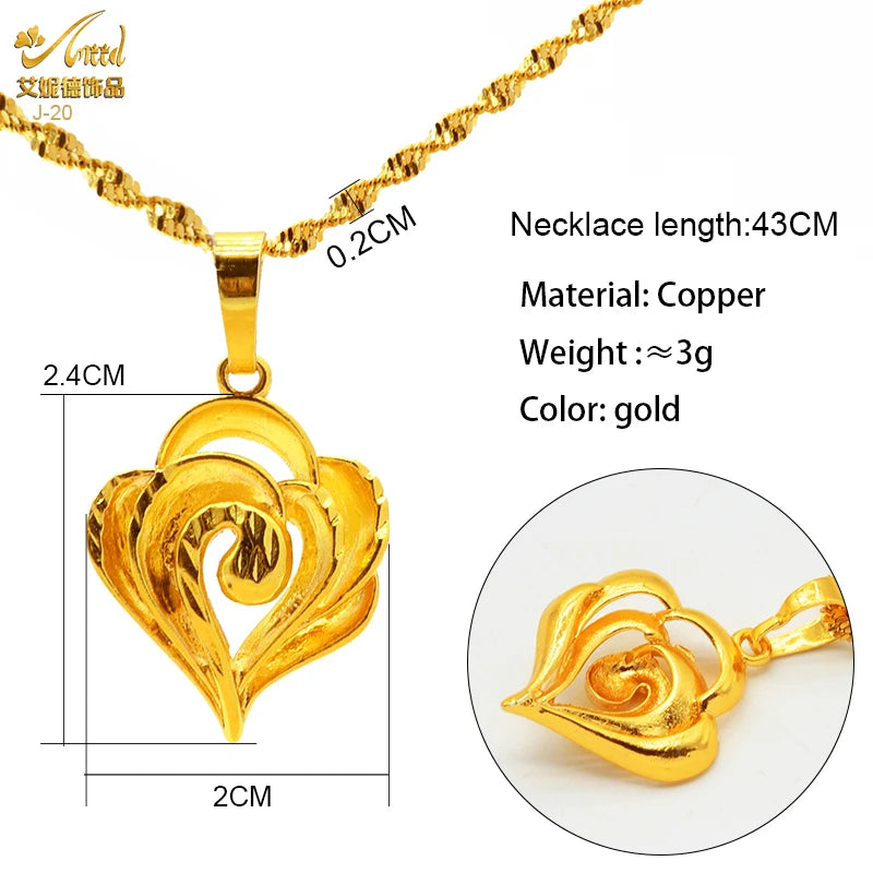 ANIID Dubai Golden Necklace Nigerian Bridal Wedding Fashion Hollow Flower Chain Pendant Indian Arab Kids Jewellery For Girls