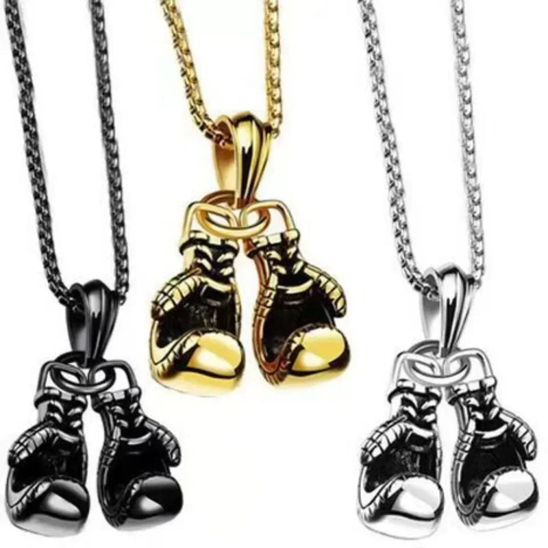 Collares Con Colgante Sport Fitness Shape Jewelry Double Boxing Glove Pendant Necklace Men Hiphop Chain Necklace Male Jewellery