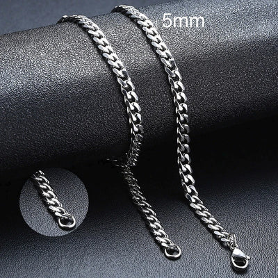 3-11mm Cuban Chain Necklaces for Men Women,Punk Stainless Steel Curb Link Chain Collar,Jewelry Gift for Dad Husband BFF Birthday