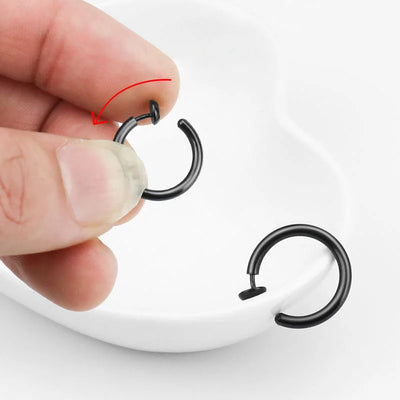 2Pcs Small Hoop Spring Ear Clips Earrings For Women Men Stainless Steel Painless No Piercing Stealth Fake Ear Jewelry 8-16mm