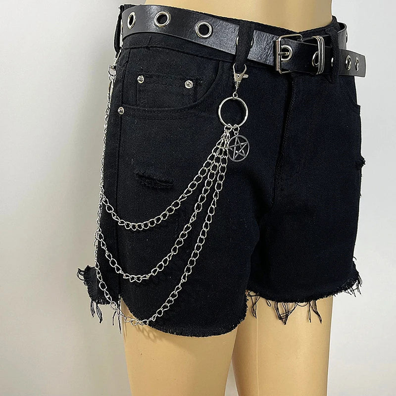 Punk Steet Keychains Chain Women Men Moon Star Rivets Skull Accessories Choice Rock Goth Pants Waist Belt Chain On Jeans Jewerly