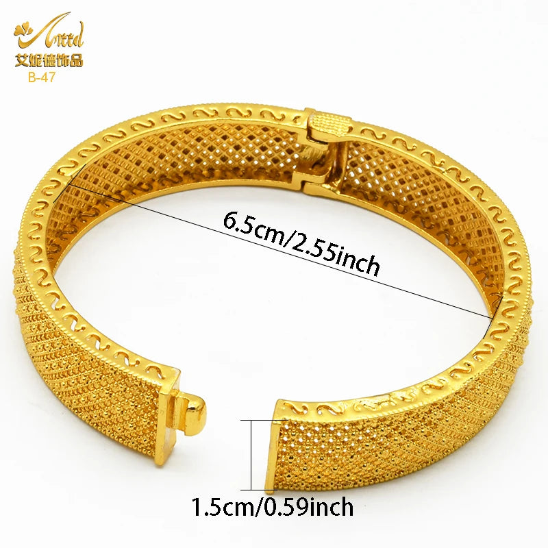 Dubai Gold Color Bangles For Women Indian Jewelry Bangle Wedding Egyptian African Jewellery Wholesale Designer Bracelets