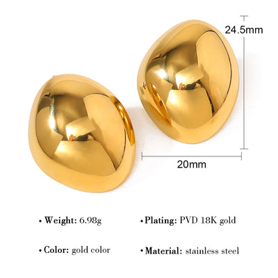 YACHAN Irregular Glossy 18K Gold Plated Earrings for Women High Quality Stainless Steel Waterproof Trendy Jewelry Tarnish Free