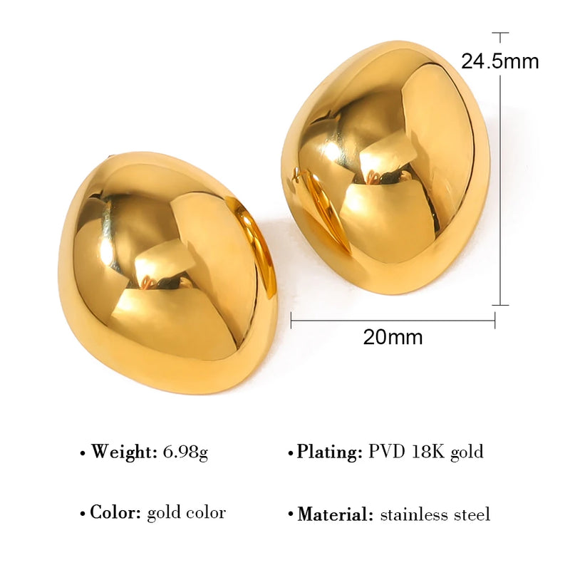 YACHAN Irregular Glossy 18K Gold Plated Earrings for Women High Quality Stainless Steel Waterproof Trendy Jewelry Tarnish Free