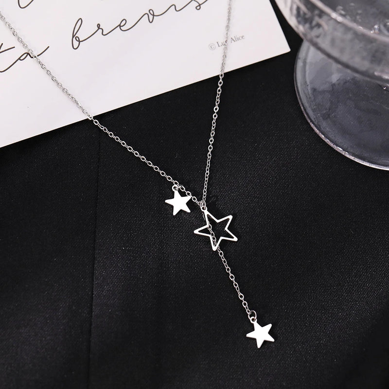 Stainless Steel Necklaces Exquisite Stars Tassel Pendants Temperament Chain Everyday Wear Necklace For Women Jewelry Party Gifts