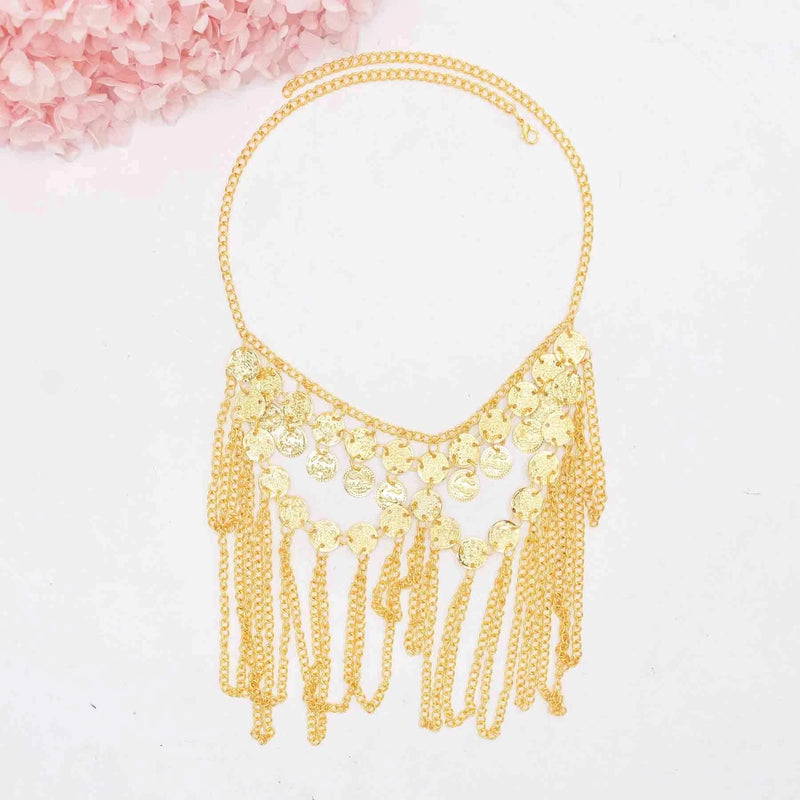 Coin Tassel Hair Jewelry Golden Arab Ethnic Love Pendant Face Chains for Women Men Party Dance Jewelry Accessories