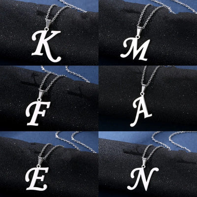 Fashion Letters A-Z Necklace for Women Men Stainless Steel High Quality English Alphabe Necklace A B C D E FGHIJKLMNOPQRSTUVWXYZ