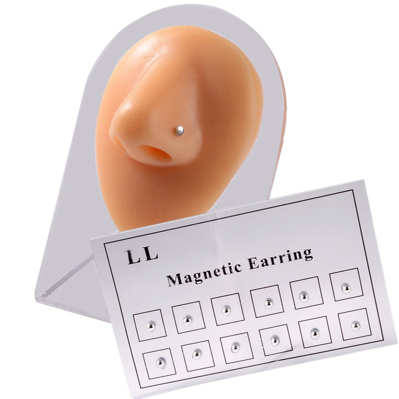 12PCS/Card Fake Cheater Non Pierced Magnet Ear Tragus Cartilage Lip Labret Stud Nose Ring  Jewelry Magnetic Earring