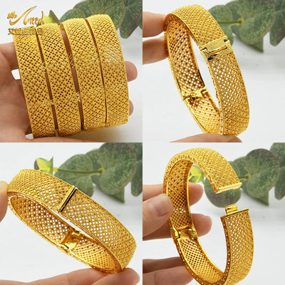 Dubai Gold Color Bangles For Women Indian Jewelry Bangle Wedding Egyptian African Jewellery Wholesale Designer Bracelets