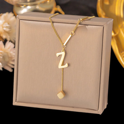 Initial Letter Stainless Steel Pendant Necklace for Women Fashion Gold Color Chain A-Z Alphabet Clavicle Necklaces Jewelry Gift