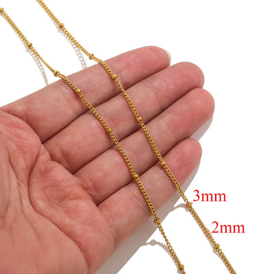 2meters Lips Beads Chain Stainless Steel Cable Chains For Jewelry Making DIY Necklace Bracelet Accessories Gold Chain Findings