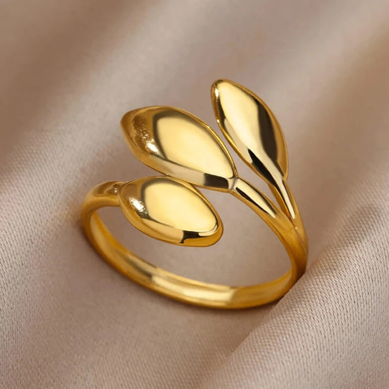 Stainless Steel Rings For Women Men Gold Color Hollow Wide Open Ring Female Male Fashion Wedding Party Finger Jewelry Gift 2024