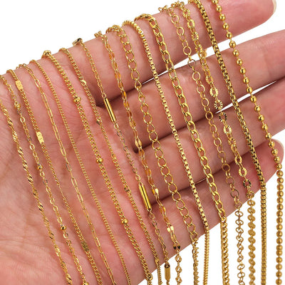 2meters Lips Beads Chain Stainless Steel Cable Chains For Jewelry Making DIY Necklace Bracelet Accessories Gold Chain Findings