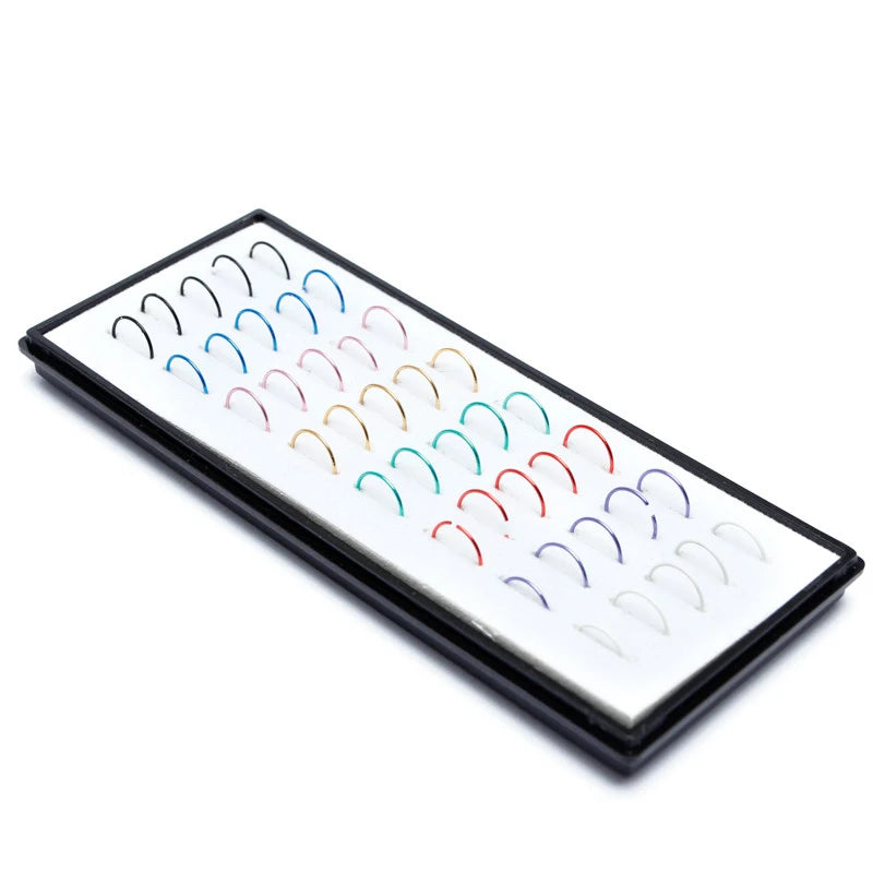 40PC/Set Stainless Steel Colorful Fashion Nose Hoop Ring for Women Body Jewelry Fake Septum Nose Piercing Aro Nariz Wholesale