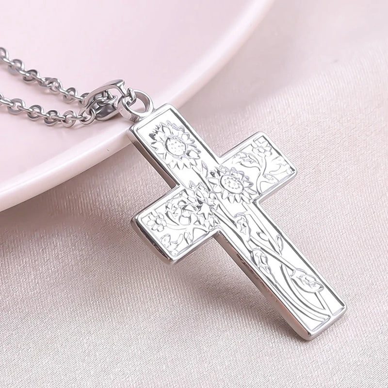 GLOWCAT Ancient Egypt Anke Cross Pendant Necklaces For Women Men Accessories No Fade Simple Stainless Steel Necklace Choker Gift