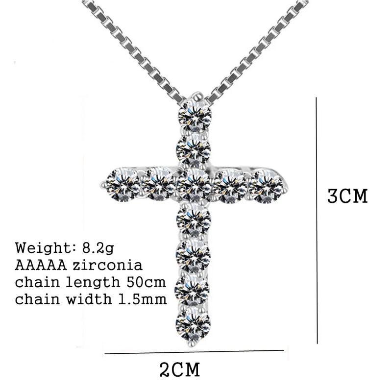 16-24inches 925 Sterling Silver Necklace Box chain Shiny crystal classic cross Pendant For Women men Fashion Jewelry Gifts