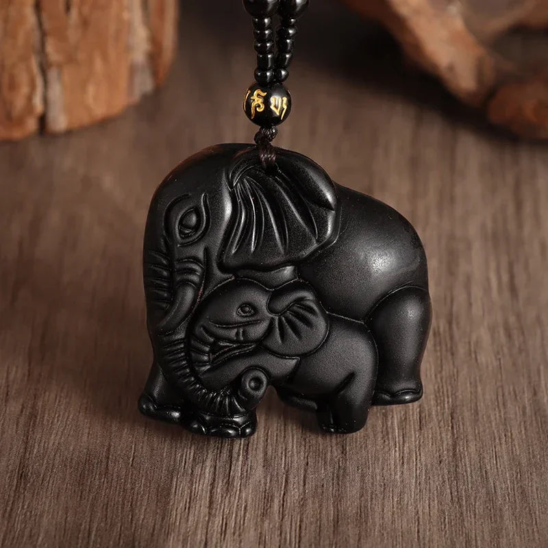 Retro Natural Obsidian Maitreya Buddha Pendant Beaded Necklace for Men and Women Buddhist Buddha Statue Amulet Jewelry