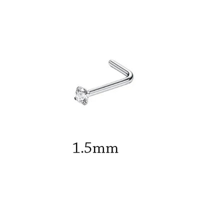 1Piece Surgical Steel Crystal CZ Nose Ring L Shape Nose Studs Square Nostril Nose Piercing Body Jewelry Nariz Lote For Women