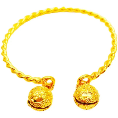 9999 real gold 24 K Bell bracelet Palace ancient style bracelet bell opening