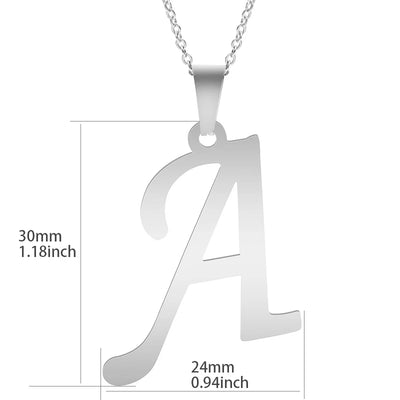 Fashion Letters A-Z Necklace for Women Men Stainless Steel High Quality English Alphabe Necklace A B C D E FGHIJKLMNOPQRSTUVWXYZ