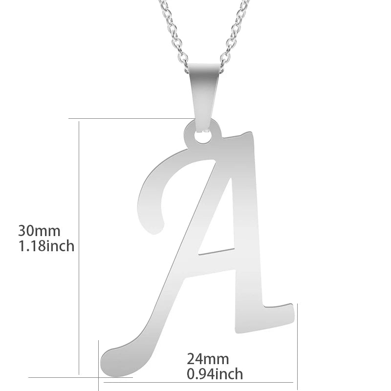 Fashion Letters A-Z Necklace for Women Men Stainless Steel High Quality English Alphabe Necklace A B C D E FGHIJKLMNOPQRSTUVWXYZ