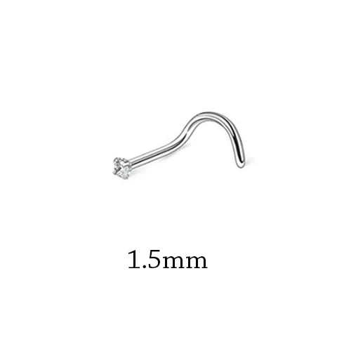 1Piece Surgical Steel Crystal CZ Nose Ring L Shape Nose Studs Square Nostril Nose Piercing Body Jewelry Nariz Lote For Women