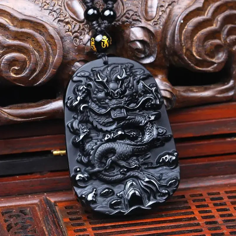 Retro Natural Obsidian Maitreya Buddha Pendant Beaded Necklace for Men and Women Buddhist Buddha Statue Amulet Jewelry