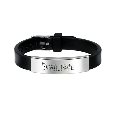 Anime Dea-th No-te Black Silicone Cuff Bangle Stainless Steel Bracelets Gift Jewelry for Women and Men Fans Collection