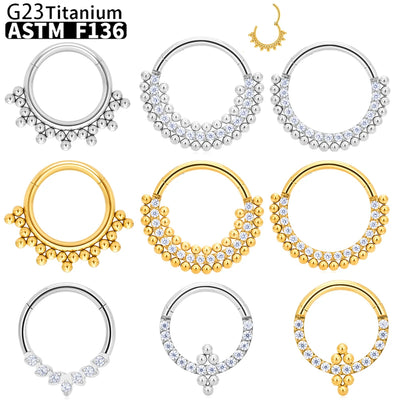 G23 Titanium Piercing Nose Ring Body Jewelry Hoop earings ASTM F136 Cartilage Tragus Diaphragm Titanium Hing