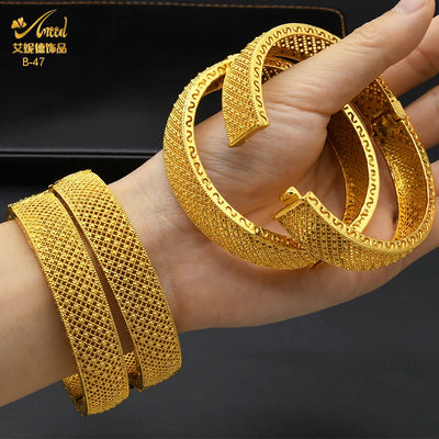 Dubai Gold Color Bangles For Women Indian Jewelry Bangle Wedding Egyptian African Jewellery Wholesale Designer Bracelets