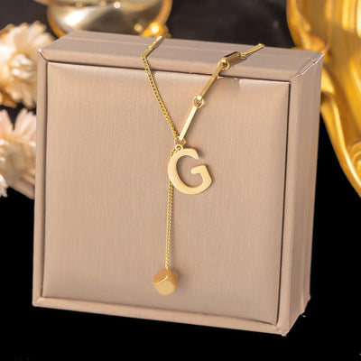 Initial Letter Stainless Steel Pendant Necklace for Women Fashion Gold Color Chain A-Z Alphabet Clavicle Necklaces Jewelry Gift