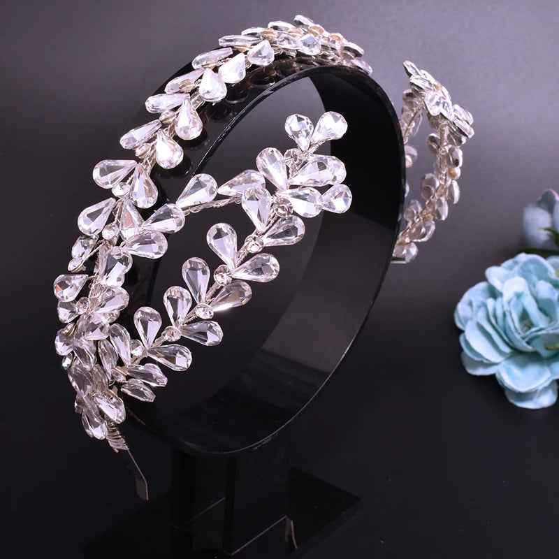 DZ030 Luxury Rhinestone Wedding Headband Bridal Headpieces Hair Accessories for Brides Women and Girls Bridesmaids Headdress