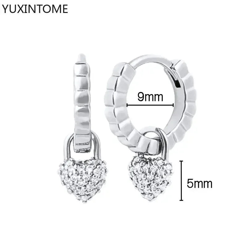 925 Sterling Silver Ear Needle Fashion Hoop Earrings White Crystal Luxury Women&