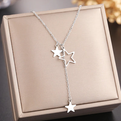 Stainless Steel Necklaces Exquisite Stars Tassel Pendants Temperament Chain Everyday Wear Necklace For Women Jewelry Party Gifts