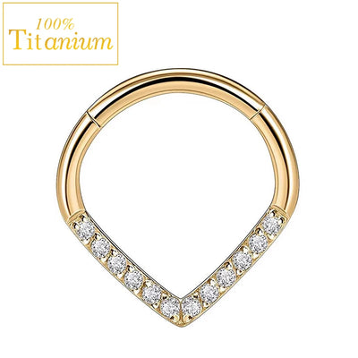 G23 Titanium Nose Rings Hinged Septum Clicker Segment Ear Tragus Cartilage Helix Daith Lip Body Piercing Jewelry Golden Earrings